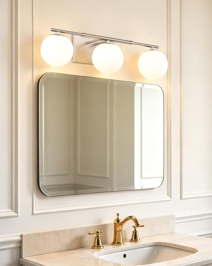 Bathroom Vanity Light Brushed Nickel 3T Wall Sconce for Mirror | Modern fixture Glass Shade brightness, Elivers even