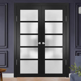Quadro 4002 | Double Swing Interior French Doors with Glass with Frosted Glass, MDF, Hardware Includ