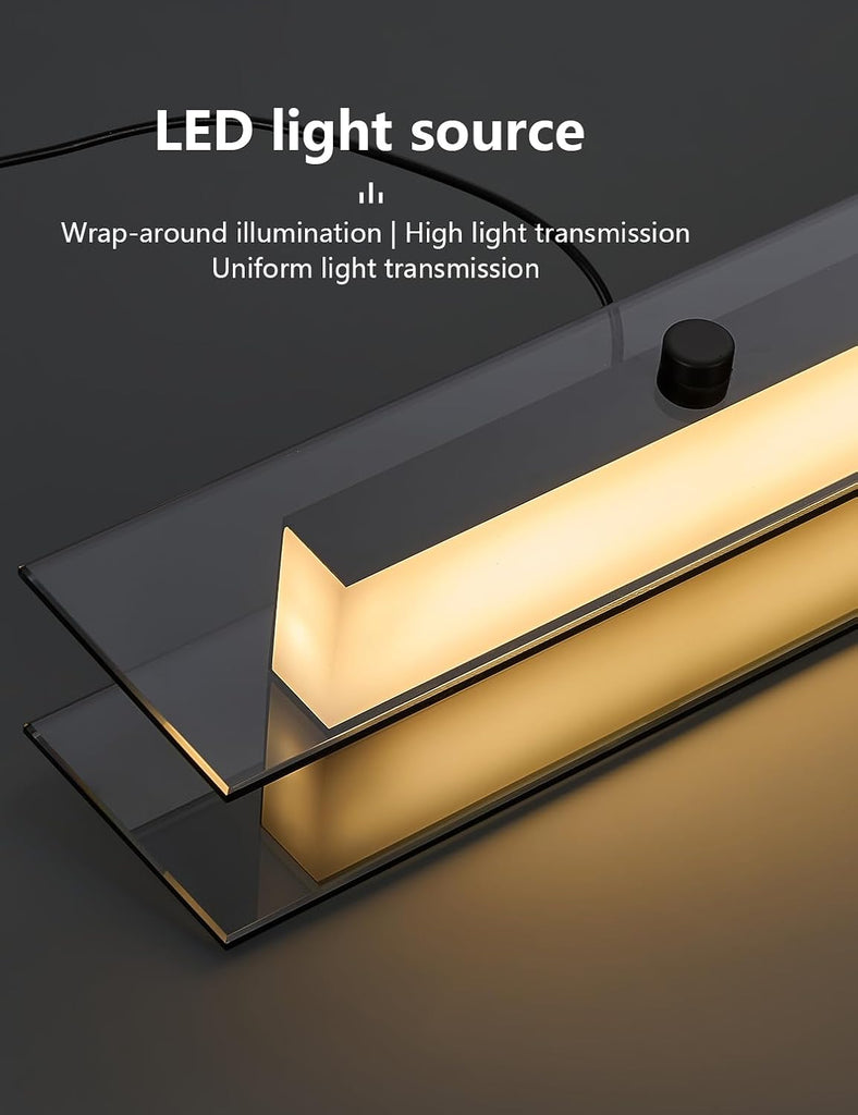 Glass Modern Black Linear Pendant Light - LED Hanging Kitchen Island Lights, Adjustable Dimmable Ceiling Fixtures