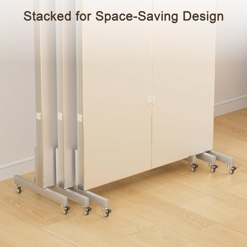 Full Length Stand Up Mirror on Wheels, 79''×67'', Large Tri-Fold Floor Mirror with Stand, Movable 3-Way