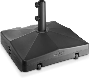Patio Umbrella Base - Fillable to 100 lbs. Weighted Stand with Wheels or Pool Deck Umbrellas up to 10 FT - Black