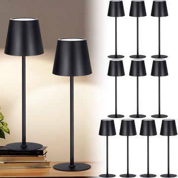 12 Pack Cordless Table Lamp Portable Rechargeable Lamp, Black