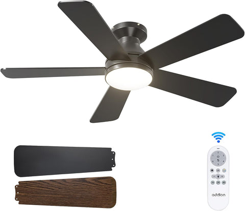 Ceiling Fans with Lights, 42 Inch Low Profile Ceiling Fan with Light and Remote Control, Flush Mount, Reversible, 3CCT, Dimmable, Quiet, Black Small Ceiling Fan for Bedroom Indoor/Outdoor Use A103-B0CLNKYN38