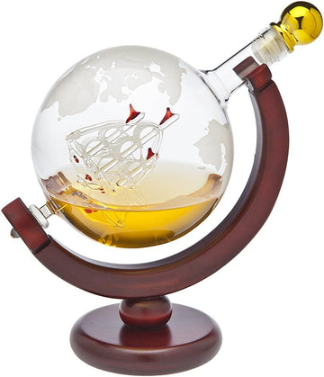 Whiskey Decanter Globe - for Liquor, Scotch, Bourbon, Vodka or Wine, Gifts for Men Dad - 850ml