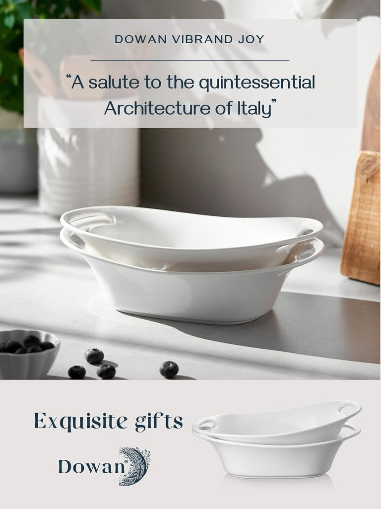 Large Serving Bowls with Handles, 60 OZ Oval Serving Platter for Turkey, Fruit Salad Serving Dishes for Entertaining