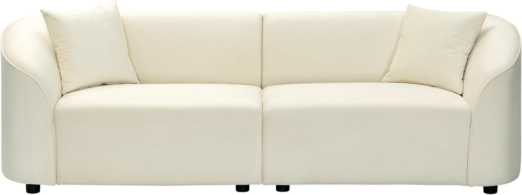 87" Large Couch, Comfy Upholstered Loveseat with Extra Deep Seats, Velvet Sofa Apartment Office, Beige
