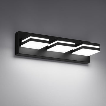 Modern LED Small Black Acrylic Bathroom Lights Fixtures 3-Light | Wall Lighting,Vanity Lights Over Mirror 6000K