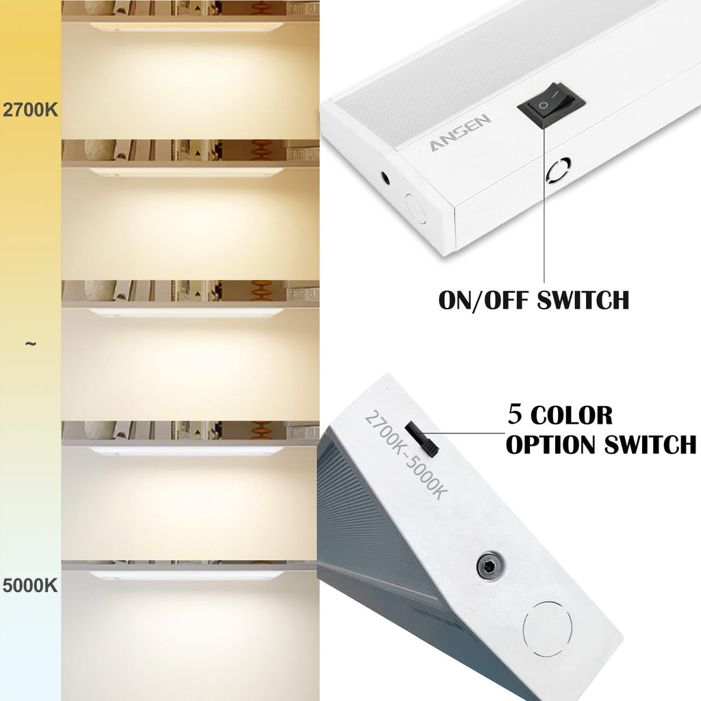 Of Under Cabinet Lighting Hardwired, 24IN 18W 1237LM, Dimmable Led Light /Bar/Closet, CRI>92, R9>90, 5 Color