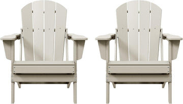 Laguna Folding Adirondack Chairs Set of 2, HDPE Patio Chair, All Weather Use Fire Pit Chair for