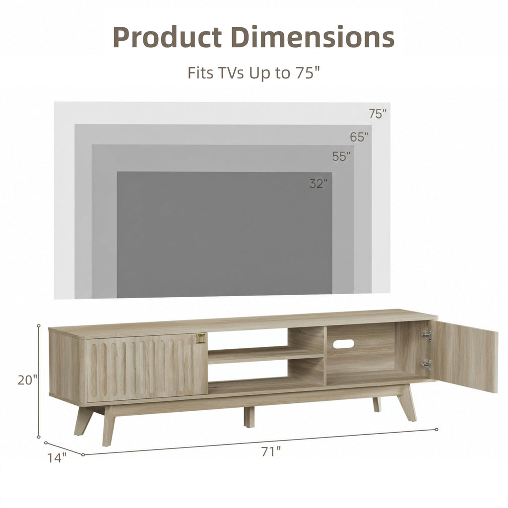 Fluted Modern TV Stand, 70" TV Console