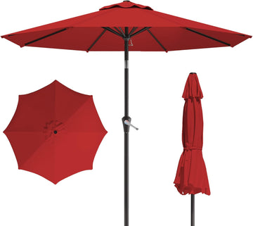 10FT Patio Umbrella, Outdoor Umbrella with Push Button Tilt and Crank, 8 Sturdy Ribs