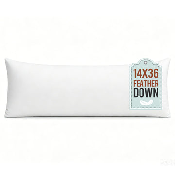 Feather Down Pillow Insert - 14x36 Throw Pillow, Large Lumbar Pillow Insert for Decorative Throw Pillow, Bed, Couch