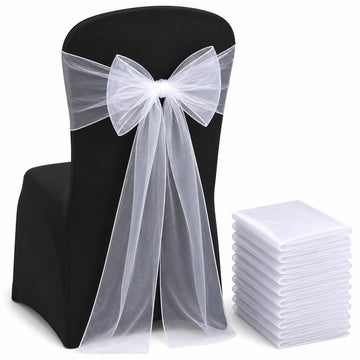 Organza Chair Bow/Sash, 25 Count, White