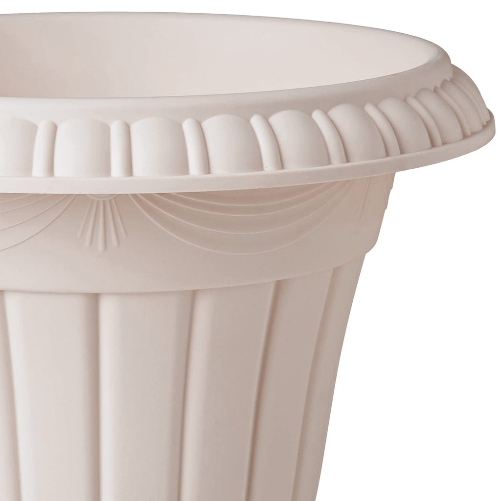 Medium 13x15" Classic Traditional Plastic Urn Planter, Indoor/Outdoor Garden Plant Pot Garden Décor, Taupe
