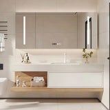 Bathroom Vanity with Sink - Modern Bathroom Sink Cabinet and LED Intelligent defog Mirror Cabinet Set