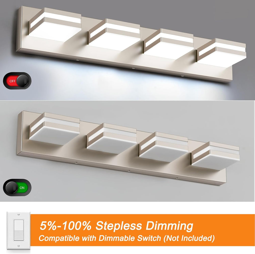 Bathroom Lights Fixtures Over Mirror, 360°Rotate Modern LED Vanity Lights , 32W Dimmable & High CRI Acrylic Wall