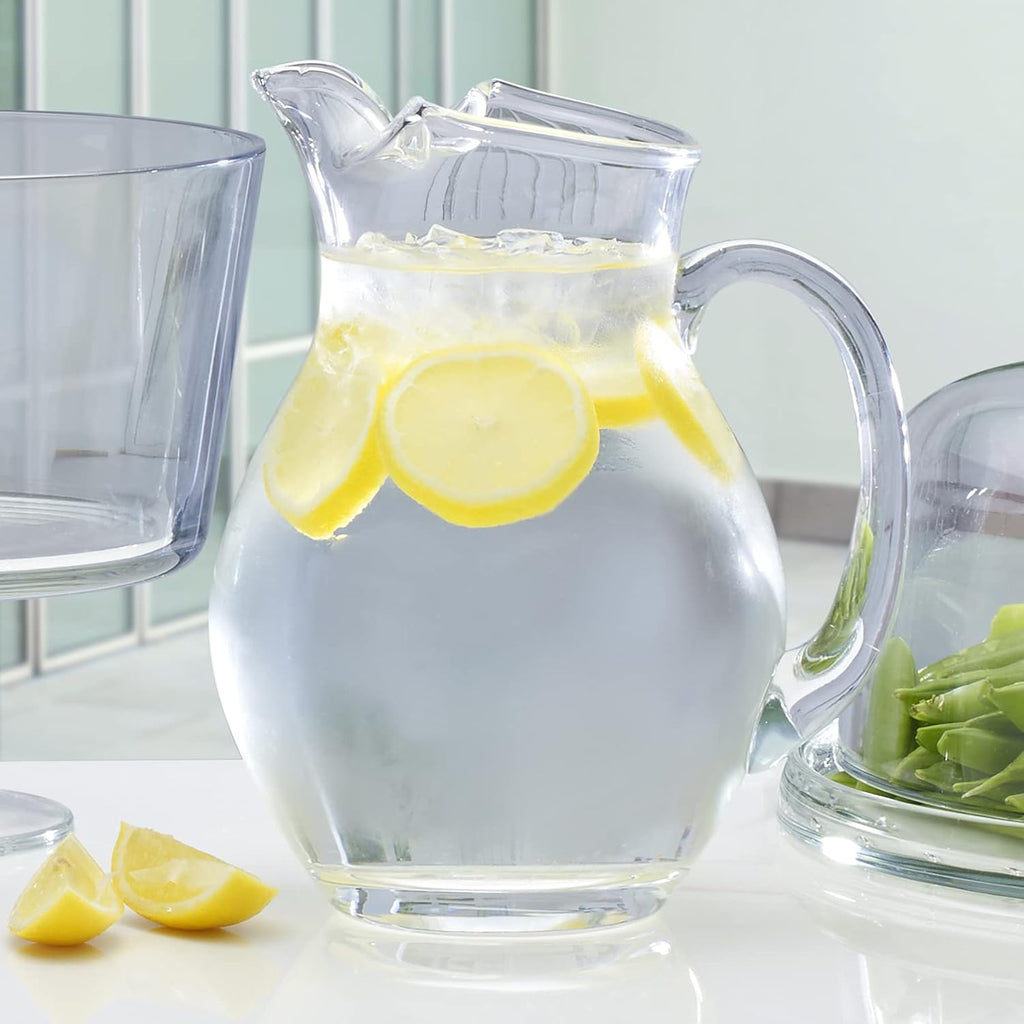 Napoli Glass Pitcher, 70 oz - Large Glass Water Pitcher with Spout for Serving Water, Juice, Sangria, Lemonade and
