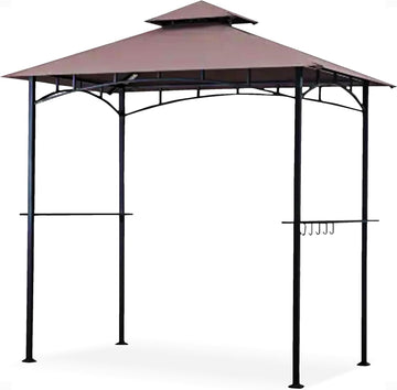 Four Seasons Courtyard BBQ Grill Gazebo with LED Lights, 2 Glass Shelves