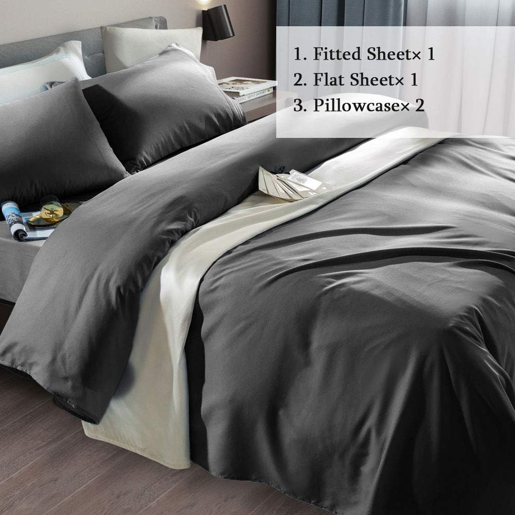 Bed Sheet Set Super Soft Microfiber Luxury Egyptian Sheets Fit 18-24 Inch Deep Pocket Mattress Wrinkle-6 Piece (Dark