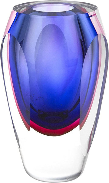 J515 Astra Murano Style Art Glass Purple Vase, 6.5" x 3.75" x 3.75"