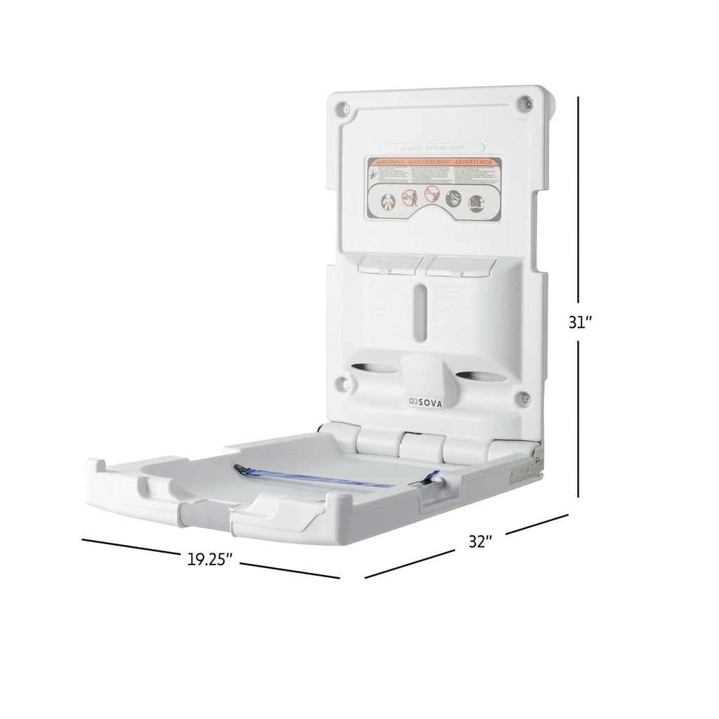 Origin Vertical Changing Station, Surface Mount, EZ Mount, Light Gray | Slim vertical wall-mount HDPE; steel hinge;