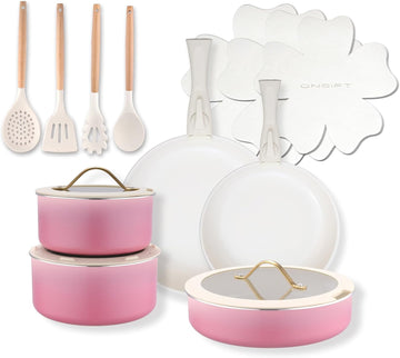 20pcs Ceramic Cookware Set Nonstick, Detachable Handle Pots and Pans Set, Non Toxic,No PFAS & PTFE & PFOA