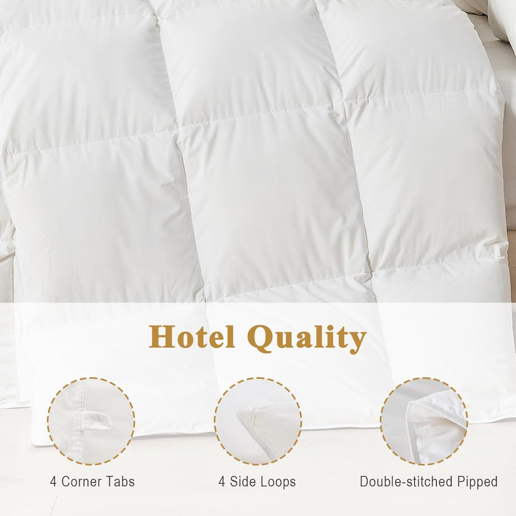 Organic Feather Down Comforter Full, Luxury Extra-Fluffy Duvet Insert