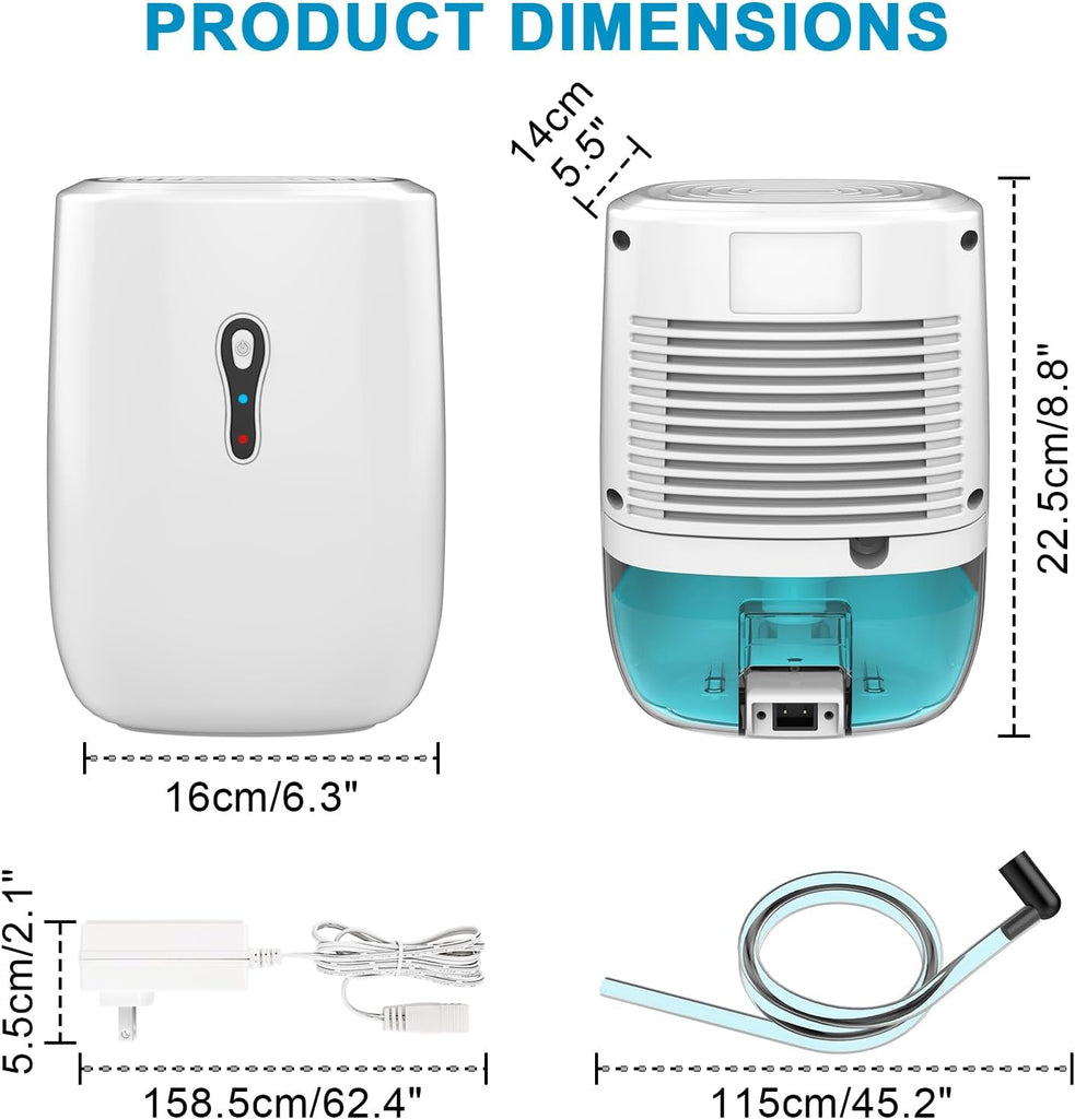 Dehumidifier with Drain Hose. Small Portable Dehumidifier. Auto