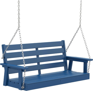 Porch Swing Bench | HDPE | 51.5" | Hanging Outdoor Swings | 2 Person | All Weather | Outside Backyard | Included 4