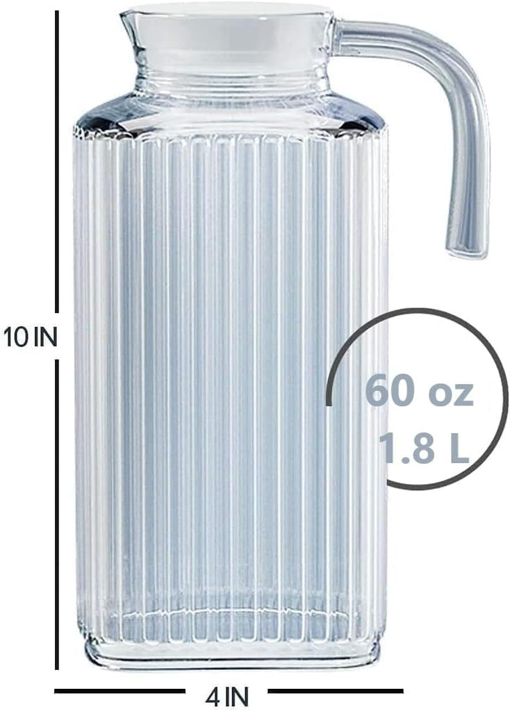 Fridge Pitcher - 60 OZ. Glass Water Fridge Pitcher with Lid By Practical and Easy to use Fridge Pitcher Great for