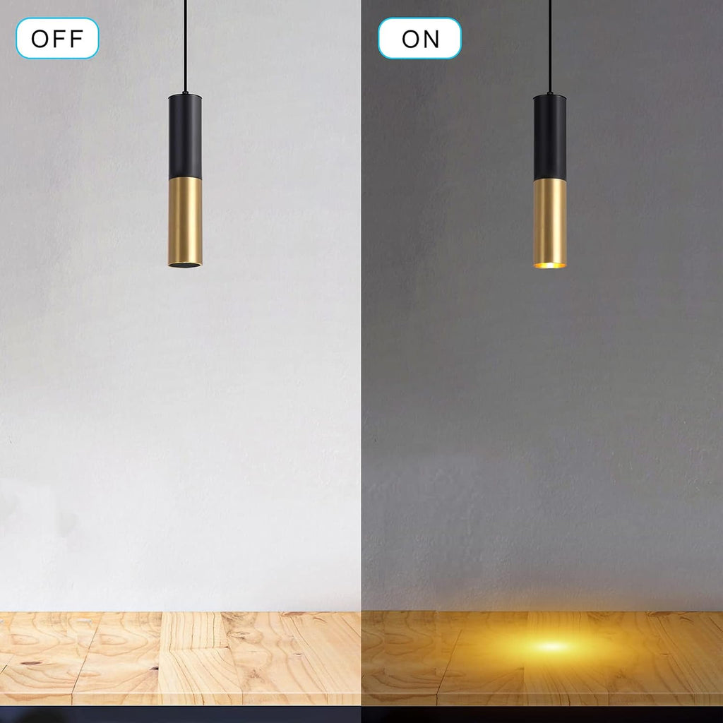 Modern Pendant Light Fixture Kitchen Island | 1-Light Black Gold GU10 Hanging Light Cord Adjustable Cylinder Pendants