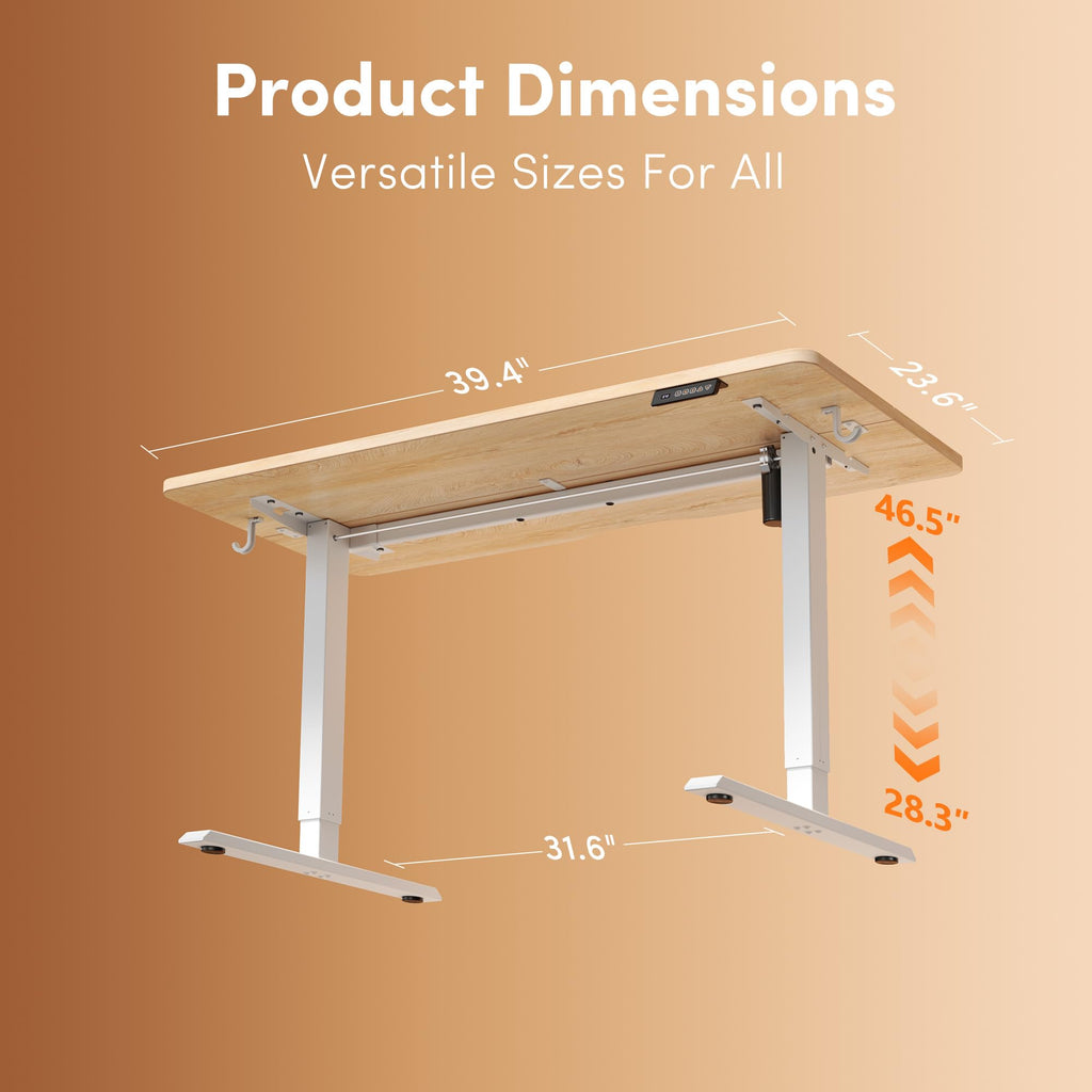 40" Small Electric Standing Desk Height Adjustable Desk, Maple