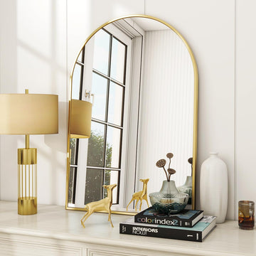 Arched Wall Mirror, 24 x 36 inch Arch Bathroom Mirror Gold