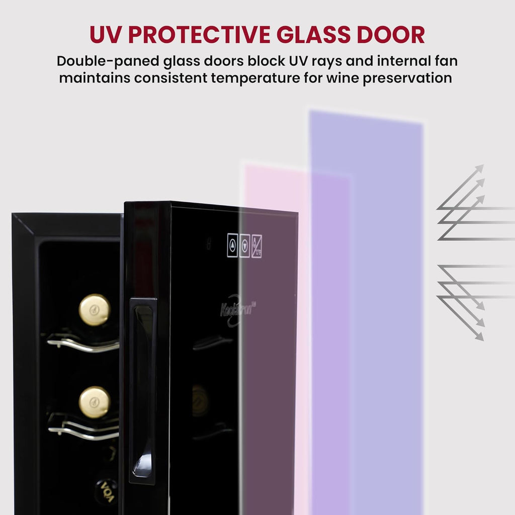 6 Bottle Wine Fridge - Freestanding Wine Cooler with Glass Door, 0.6 cu ft (16 L
