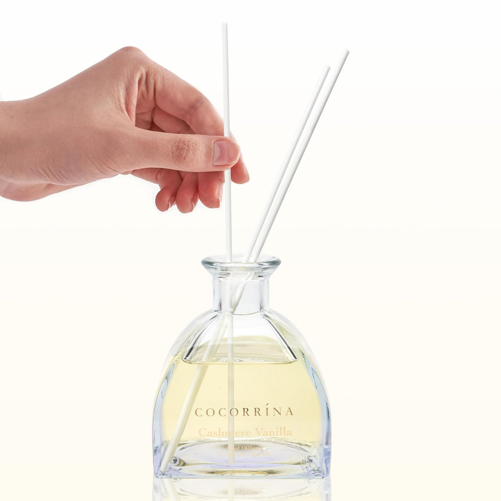 Reed Diffuser - 8.5 Oz Cashmere Vanilla Reed Diffuser with 8 Sticks Bathroom Shelf Decor (Simple Luxe Collection)