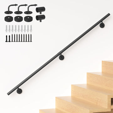 6FT Round Pipe Industrial Metal Stair Handrail