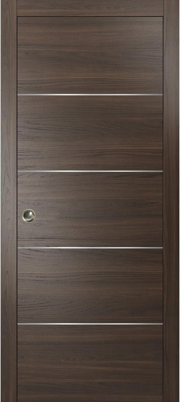 Planum 0020 | Interior French Single Pocket Door, no Glass, Wooden, 24x80, Brown, Modern Style | Har