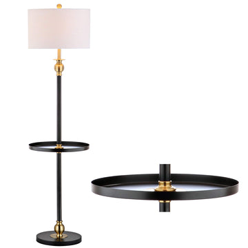 Evans LED End Table Floor Lamp 61" Metal, Black/Brass Gold
