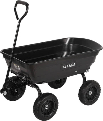 4 Cu.Ft. 10" No-Flat Tires Poly Yard Dump Cart with 180° Rotating Handle, 600 lbs Capacity Heavy Duty Garden Carts