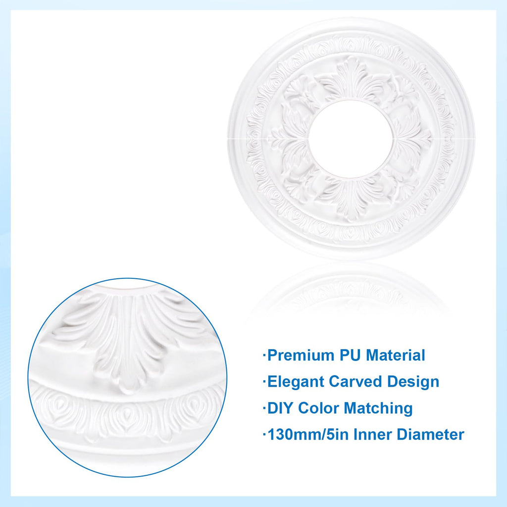 1Pack Split Lighting PU Ceiling Medallion Ceiling Cover Plate Ceilings Fan Medallion Home for Light Fixtures Ceilings
