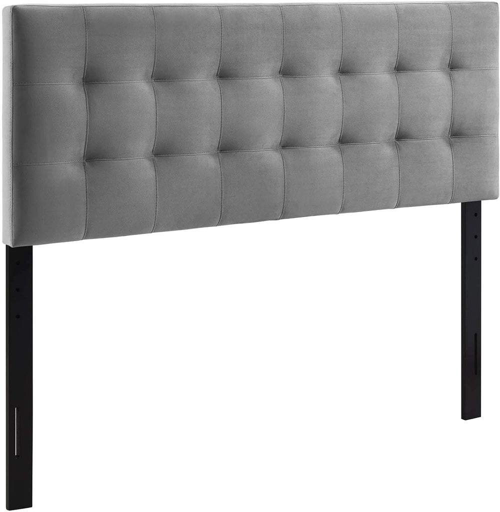 Lily King Biscuit Tufted Performance Velvet Headboard, Gray