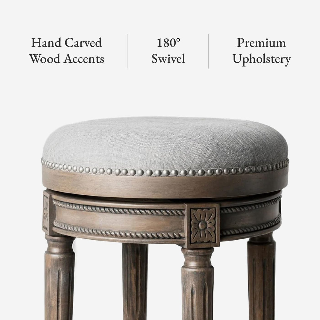 Pullman Backless Bar Stool, Weathered Oak Finish, 30"
