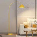 Modern Arc Yellow Floor Lamp,Tall Reading Lamps Floor Standing,Adjustable Macaron Color Floor Lamps Bedroom and Office