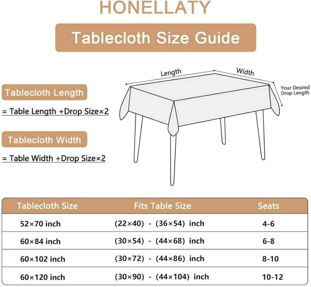 Jacquard Tablecloth Rectangle Damask Fabric Table Cloth, Water Resistant & Wrinkle Free Polyester Ta