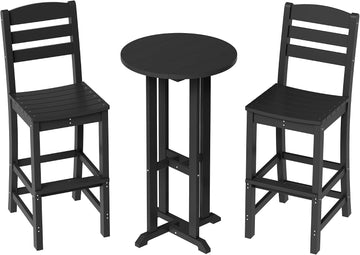 3 Piece Patio Swivel Bar Set, All Weather Mental Textilene High Swivel Bar Stools Chair Set of 2 and Glass Bar Table
