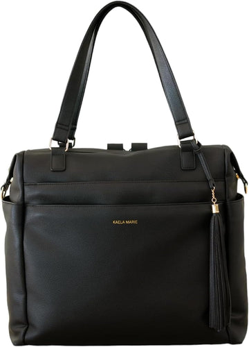 Large Diaper Bag Backpack, Vegan Leather Diaper Travel Tote Bag with Changing Pad and Stroller Straps