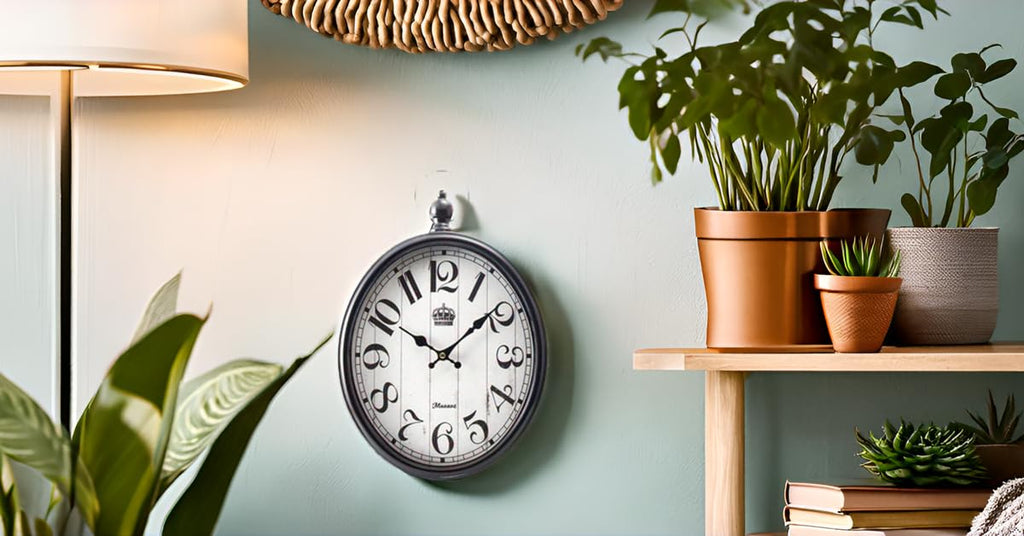 Oval Large Wall Clock Silent Non-Ticking Metal Battery Operated Retro Antique Design Rustic Vintage Style Decor