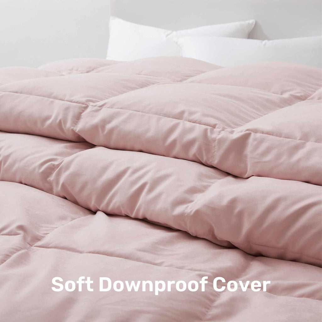 Goose Feather Down Fiber Comforter Queen, All Season Duvet Insert with Soft Downproof Cover