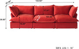 122.82" Cloud Sectional Couch for Living Room, Modular 3 Seats Sofas, Convertible Sectional Couches, Cushion Covers Removable, Two Corners and One Middle Sofa for Living Room (Red) A124-B0F2YPKHRM