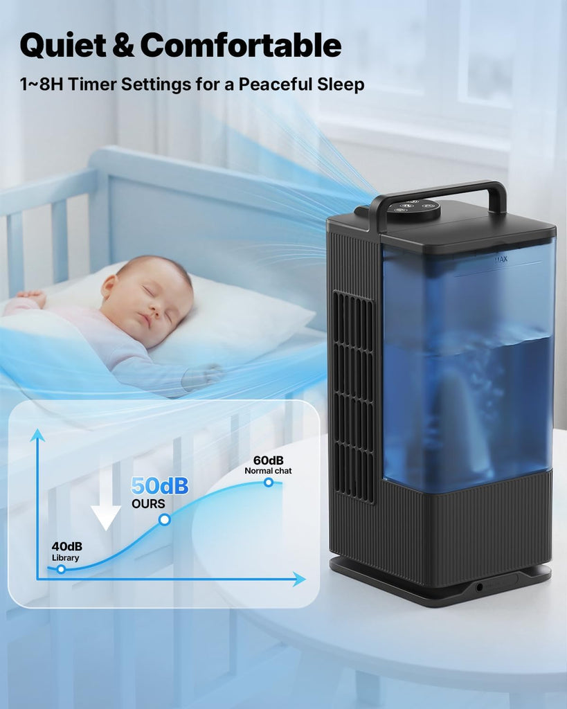 Mini Portable Air Conditioner Cooler: 2000ml Air Cooling Fan with 120°Oscillating - 3 Mist Modes & 4 Speeds